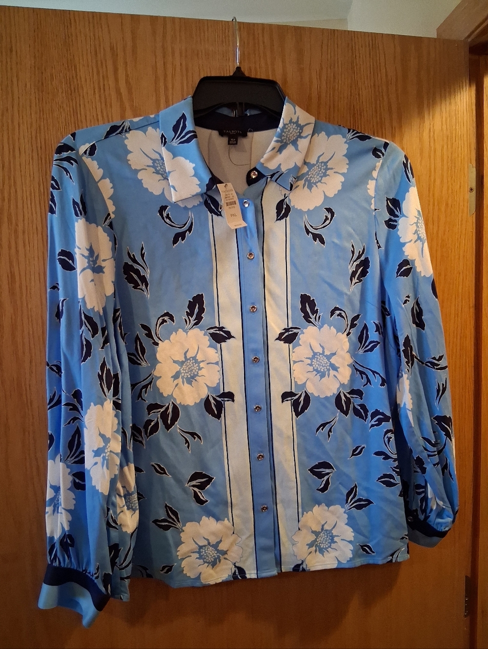 talbots petites long sleeve tropical floral blouse, PXL, Vacation cruise Hawaiia